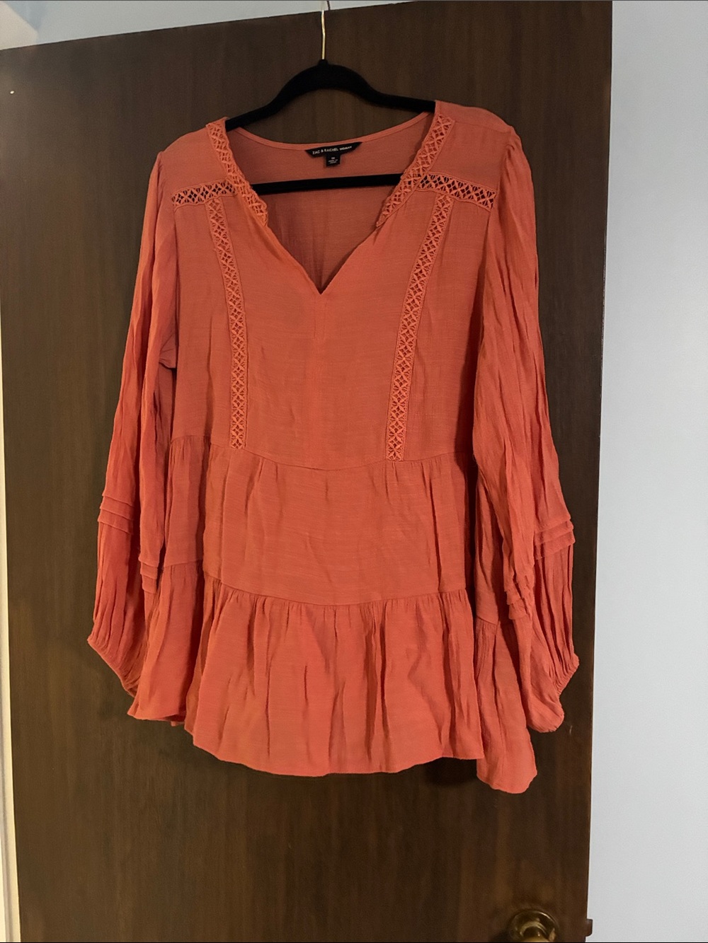 Zac and Rachel 1X Orange Tiered Blouse